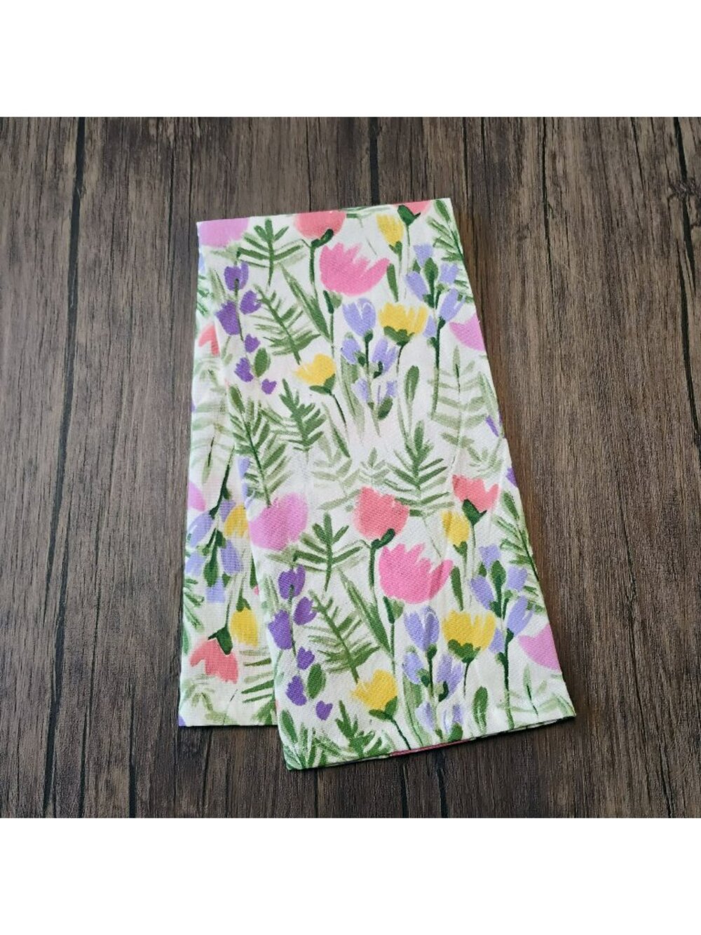 Nicole Miller Floral Cotton Tea Towel 20"x28" Multicolor Botanical Cottagecore